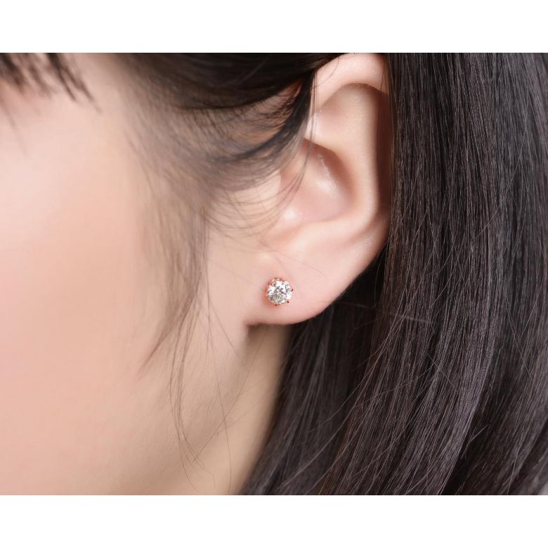 Puces diamants 0.50ct. Or rose. Carat personnalisable - 2