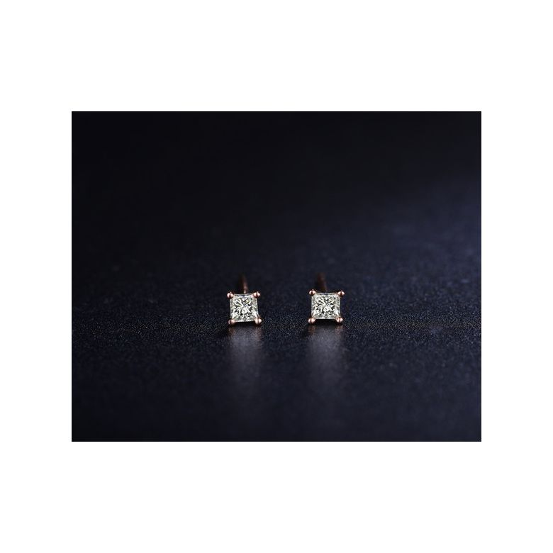 Puces diamants taille princesse 0.20ct. Or rose. Personnalisable - 3