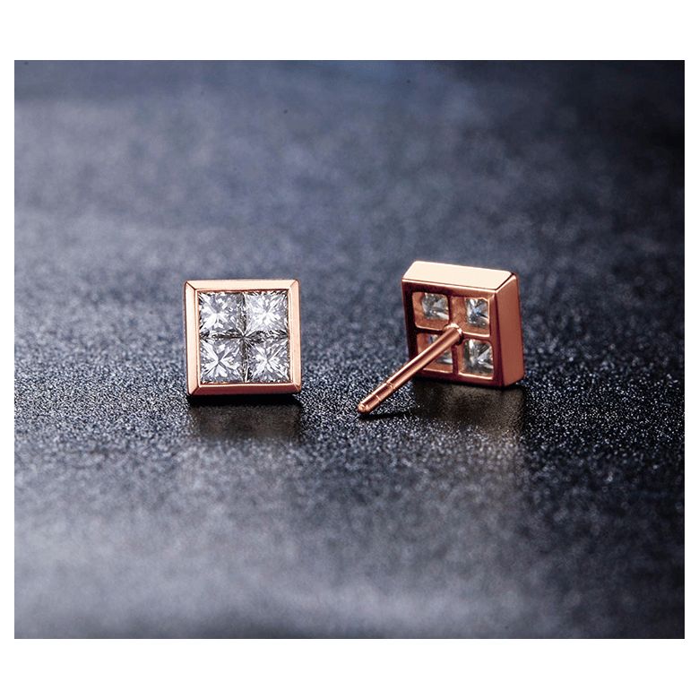 Boucle Puce Personnalisable diamant Princesse 0.40ct. Or rose - 4