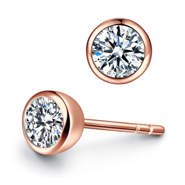 Puces diamants serties clos 0.40ct. Or rose. Carat personnalisable - 4