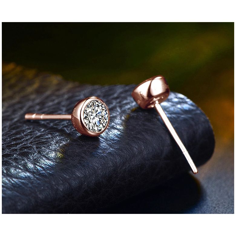 Puces diamants serties clos 0.40ct. Or rose. Carat personnalisable - 3