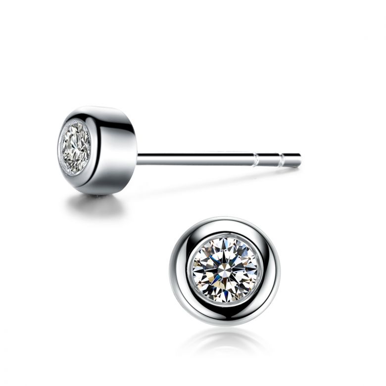 Puces diamants serties clos 0.20ct. Or blanc. Carat personnalisable - 8
