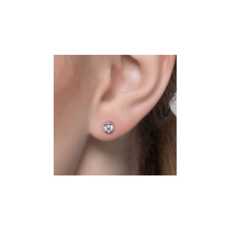 Puces diamants serties clos 0.20ct. Or blanc. Carat personnalisable - 2