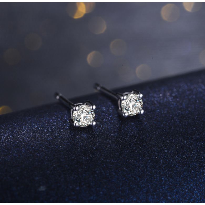 Puces diamants 0.20ct. Or blanc - Carat personnalisable - 6