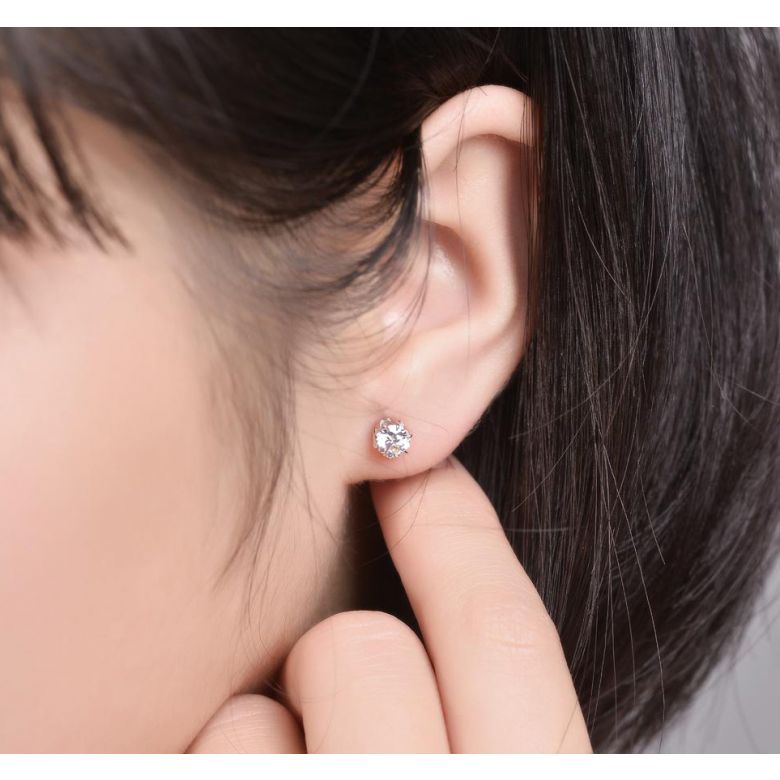 Puces diamants 0.50ct. Or blanc - Carat personnalisable - 2