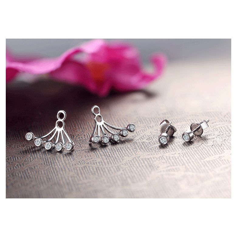 Puces et pendants or blanc diamants. Tentacules - 4