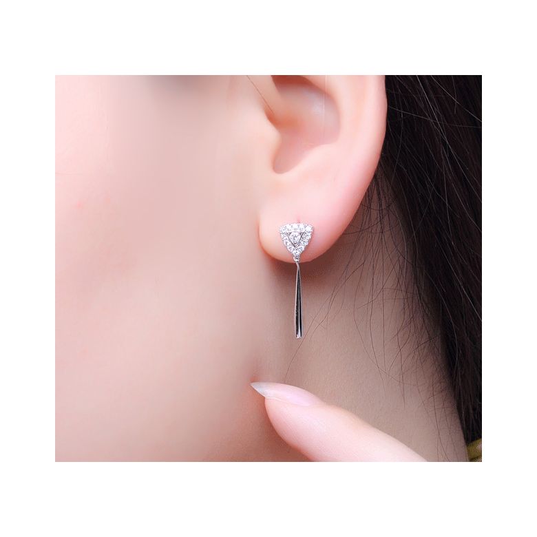 Boucles d'oreilles diamants Or blanc pendantes forme goutte - 6