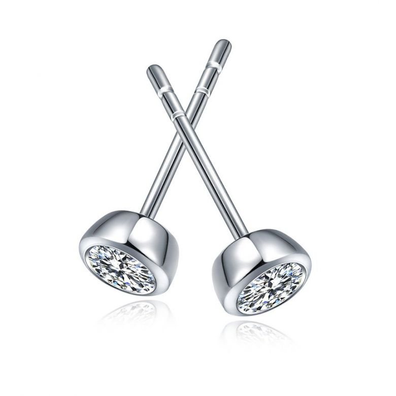 Puces diamants serties clos 0.40ct. Platine. Carat personnalisable - 5