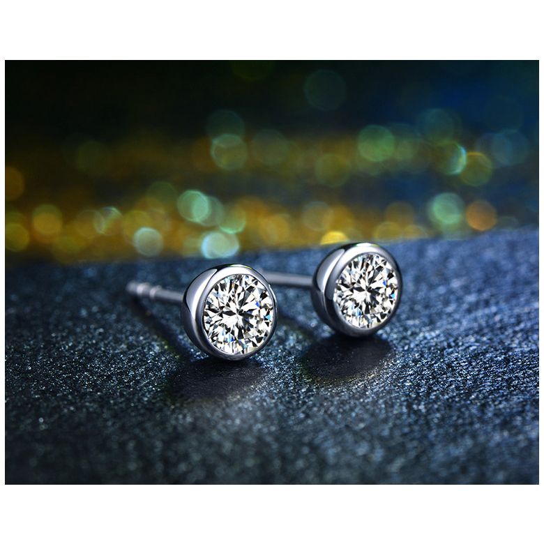 Puces diamants serties clos 0.40ct. Or blanc. Carat personnalisable - 3