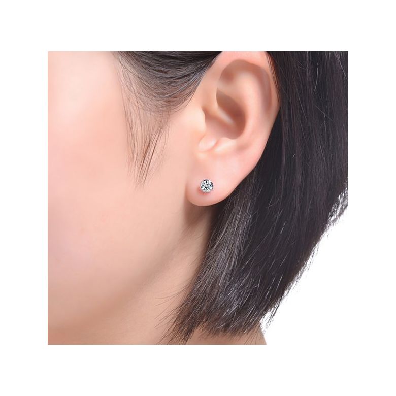 Puces diamants serties clos 0.40ct. Platine. Carat personnalisable - 2