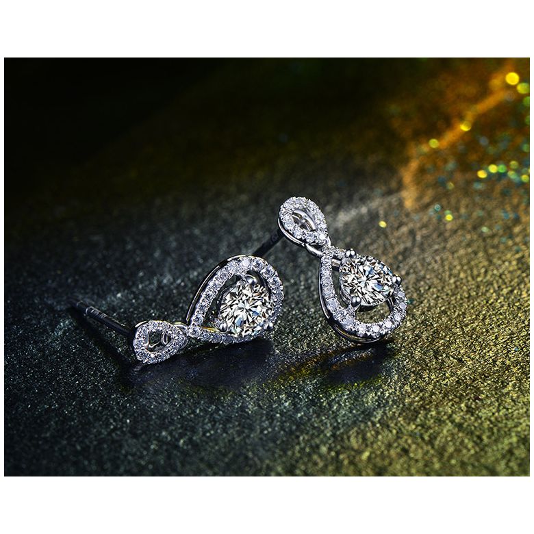 Boucles d'oreilles - Boucle diamant or blanc 18cts - 5