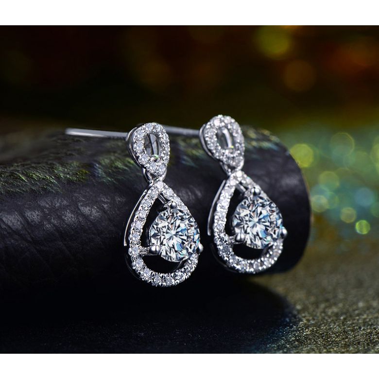 Boucles d'oreilles - Boucle diamant or blanc 18cts - 3