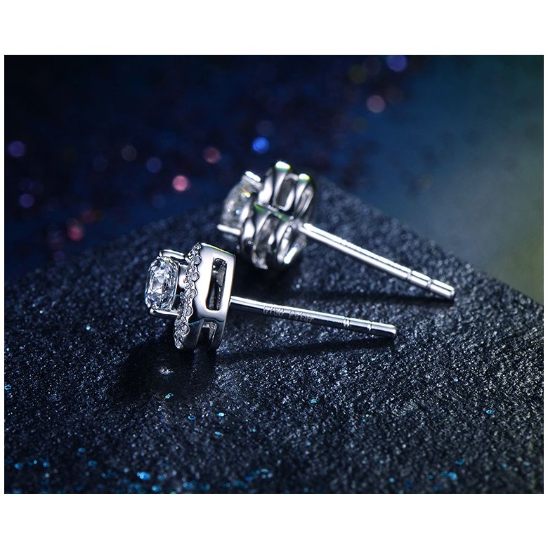 Boucles Oreilles diamants 0.60ct. Or blanc. Coeur - 6