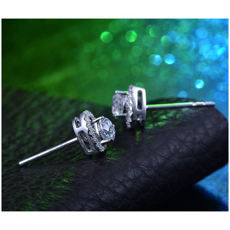 Boucles Oreilles diamants 0.60ct. Or blanc. Coeur - 4