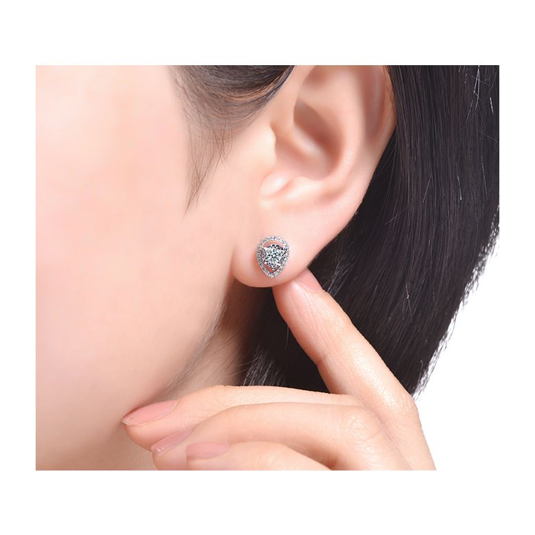 Boucles Oreilles Or blanc diamants 0.32ct. Forme goutte - 2