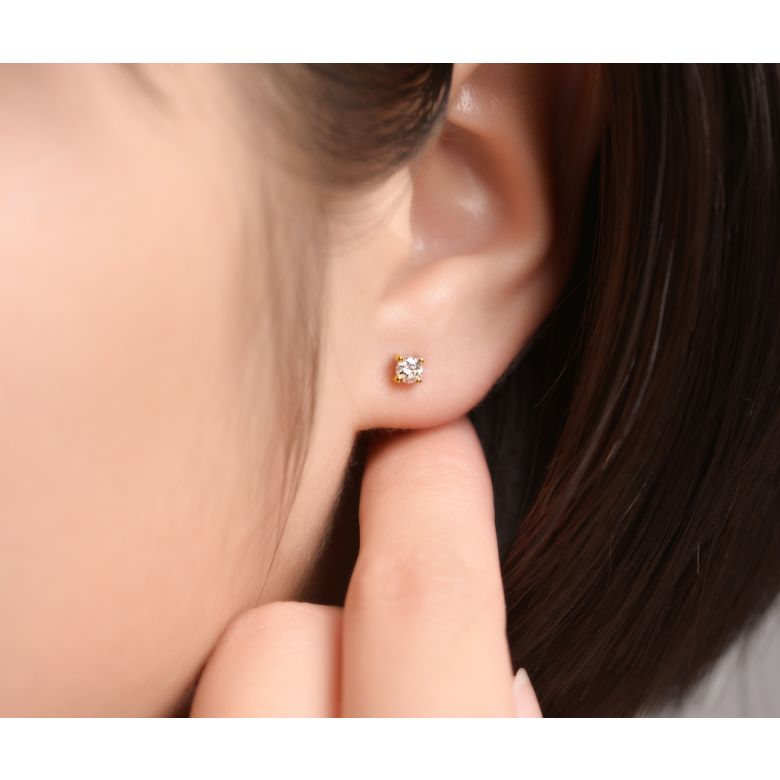 Puces diamants 0.20ct. Or jaune - Carat personnalisable - 2