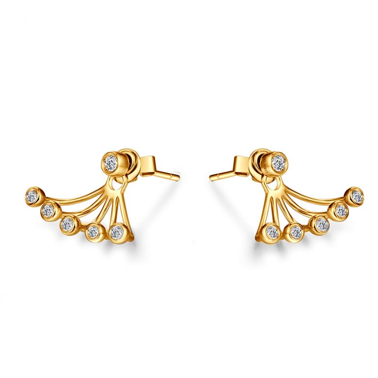 Puces et pendants or jaune diamants. Tentacules - 6