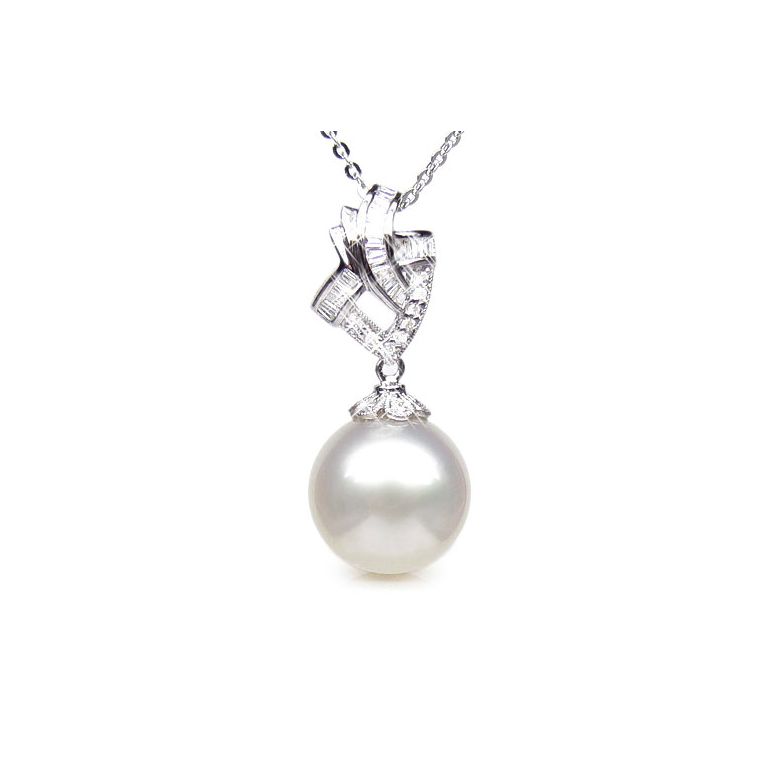 Création de pendentif - Perle d'Australie - Or blanc, diamants - 1