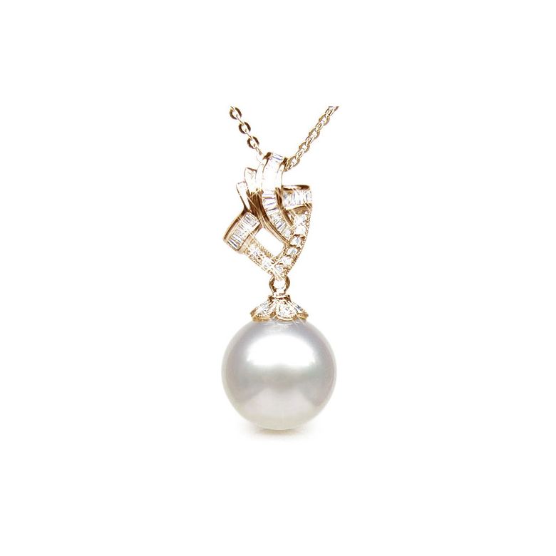 Création de pendentif - Perle d'Australie - Or jaune, diamants - 1