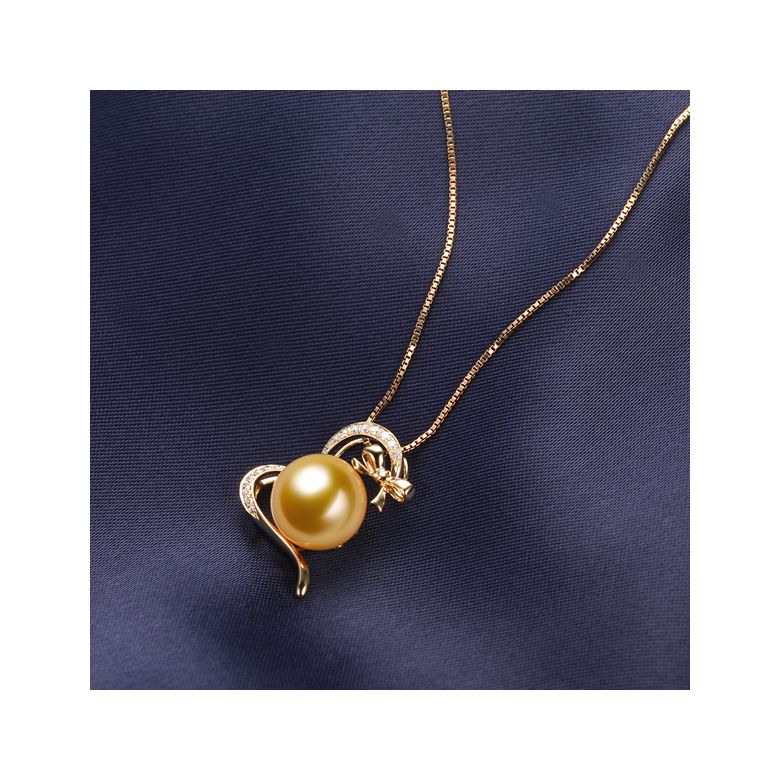 Pendentif noeud gansé - Or jaune, perle d'Australie dorée. Diamants  - 5