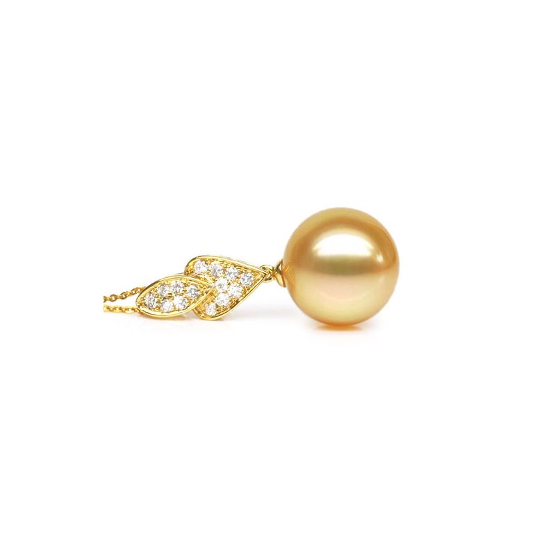 Pendentif ovale et marquise - Perle d'Australie dorée - Or jaune - 1