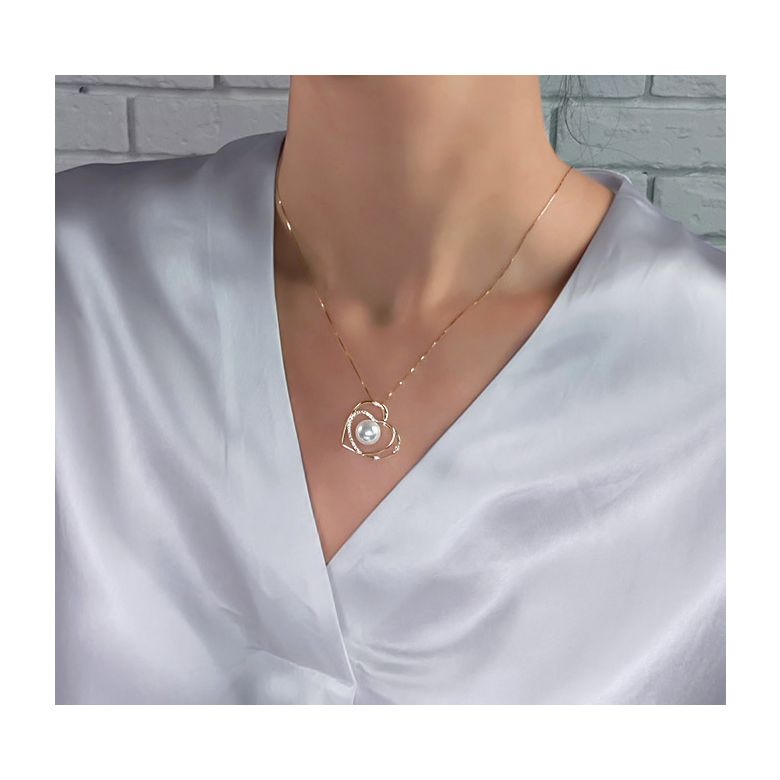Pendentif coeur - Cadeau déclaration d'amour - Perle Australie blanche - 3