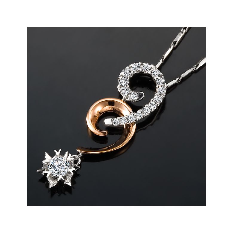 Pendentif 99 - Or blanc et rose - Diamants 0.25ct - 3