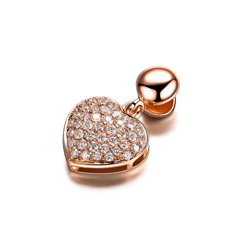 Pendentif coeur pavé de diamants - Or rose et diamants 0.23ct - 3