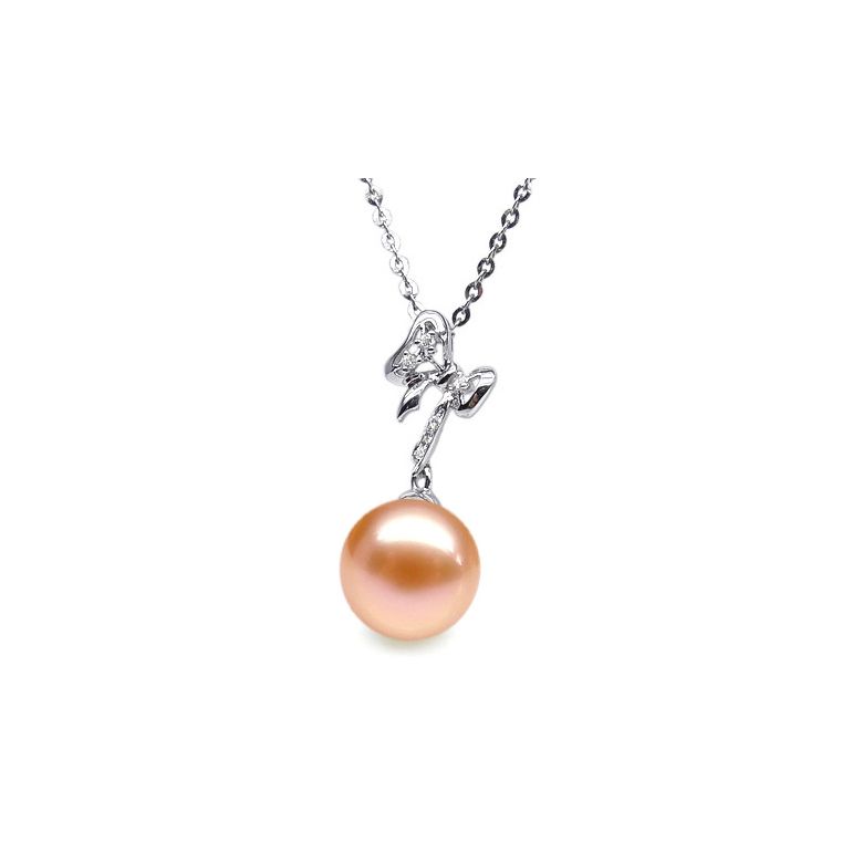Pendentif en forme de noeuf - or blanc, diamants, perle blanche - 4