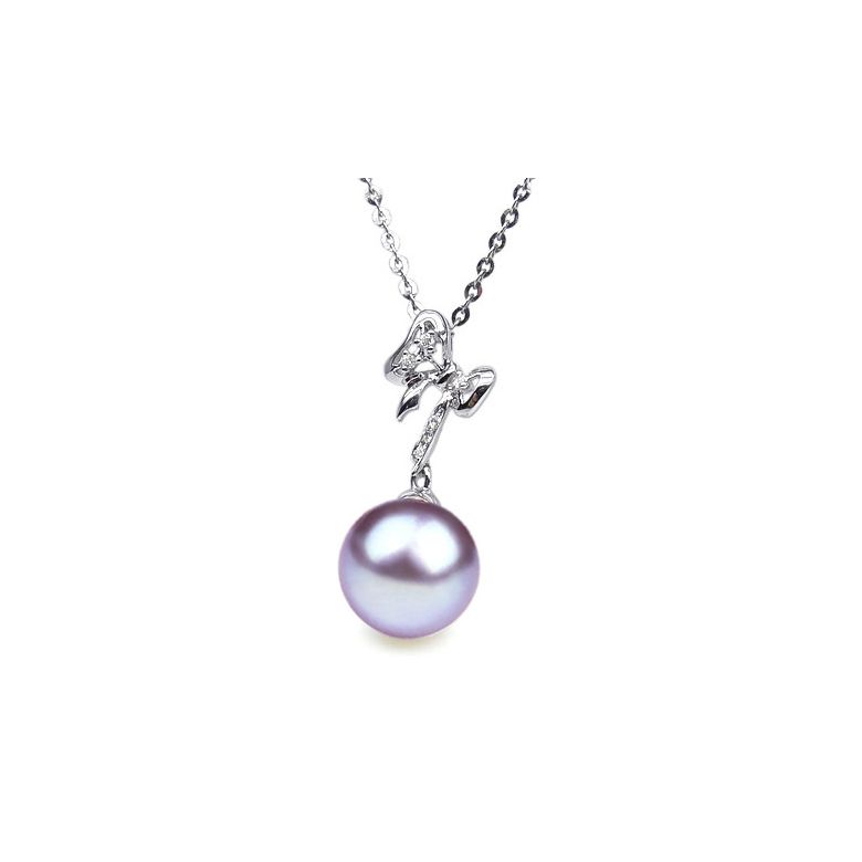 Pendentif en forme de noeuf - or blanc, diamants, perle blanche - 6