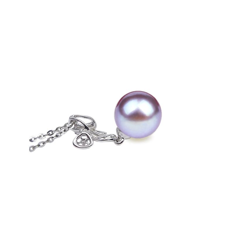 Pendentif en forme de noeuf - or blanc, diamants, perle blanche - 7