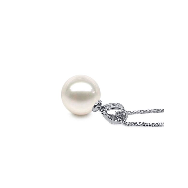 Pendentif diamants rails et perle de culture Chine - Or blanc 18cts - 4