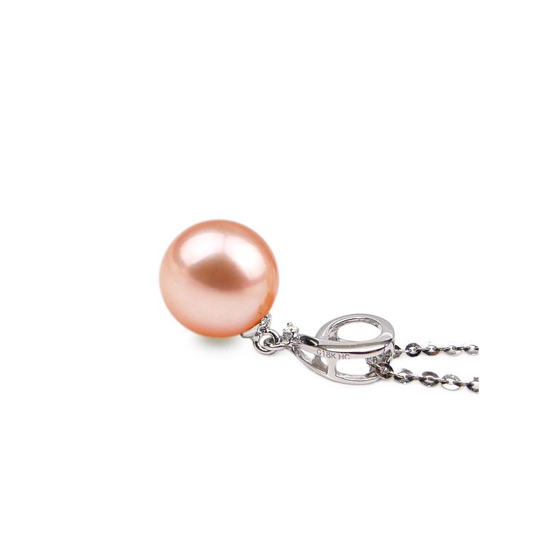 Pendentif chiffre 9 - Perle d'eau douce blanche - Or blanc, diamant - 8