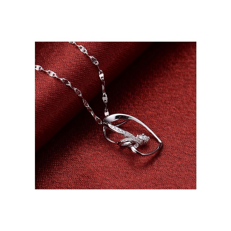Pendentif coeur - Aile de papillon - Diamants, or blanc - 3