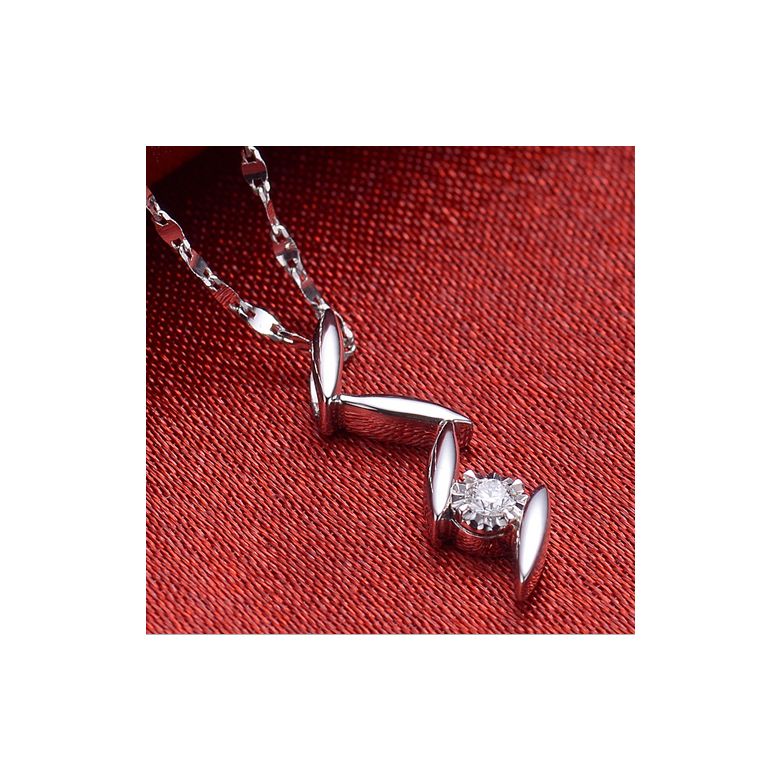 Pendentif diamant or blanc - Pétales stylisés fleur de chrysanthème - 4