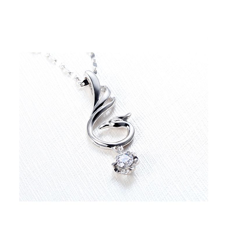 Pendentif cygne blanc - Solitaire diamant - 3