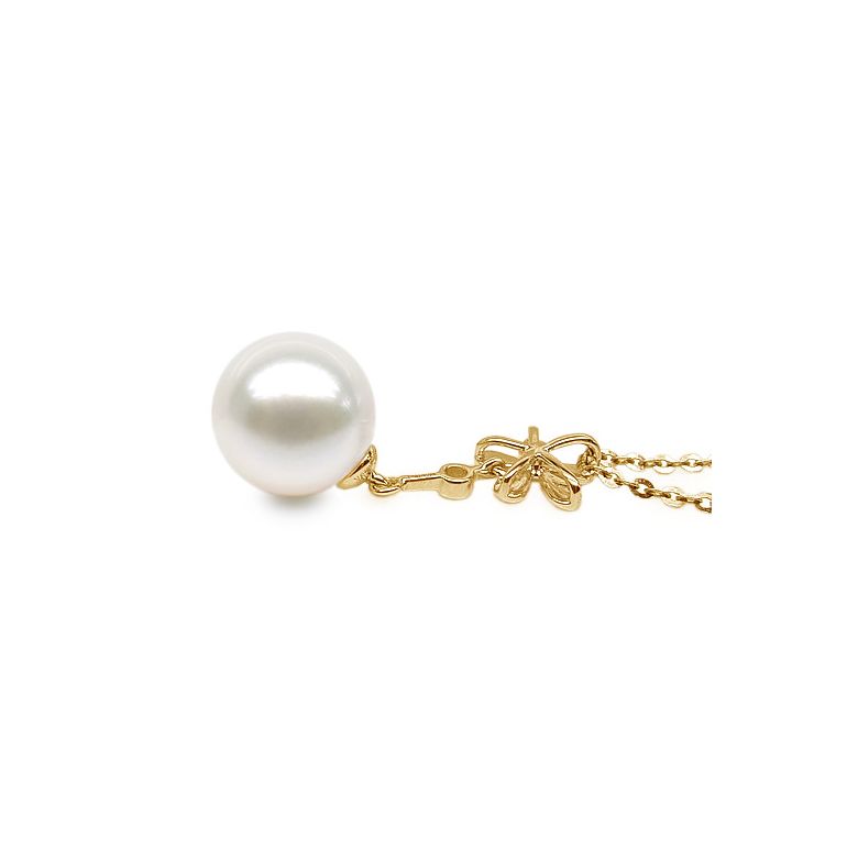 Pendentif fleur -  Or jaune - Perle de culture blanche - 3