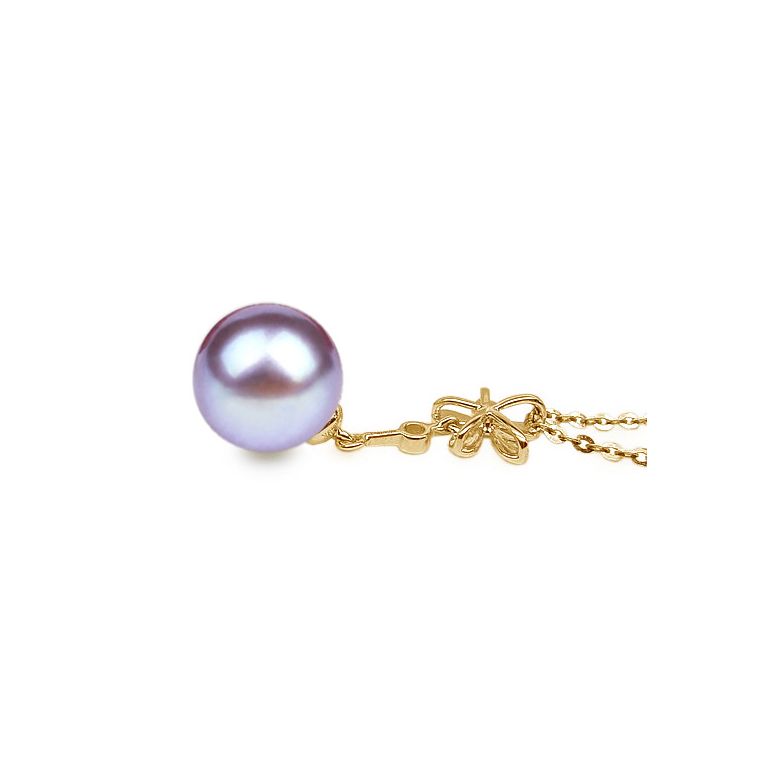 Pendentif fleur -  Or jaune - Perle de culture blanche - 7