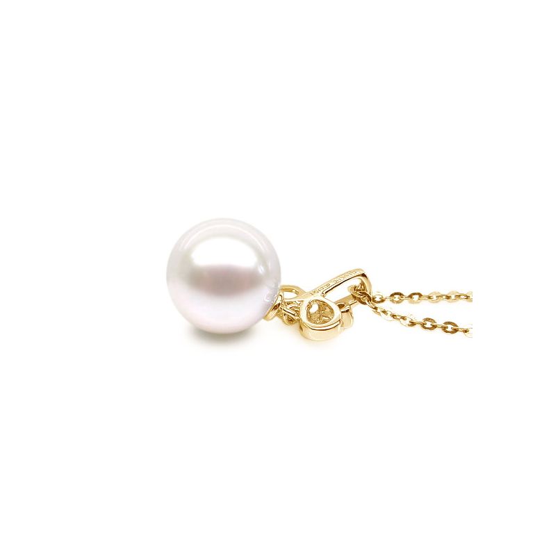 Pendentif brindille perle de culture - Or jaune, diamant serti clos - 2