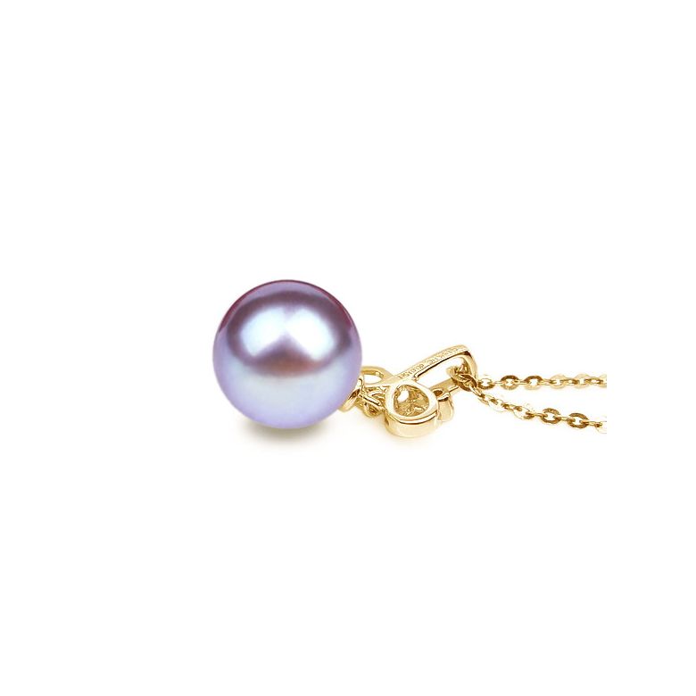 Pendentif brindille perle de culture - Or jaune, diamant serti clos - 6
