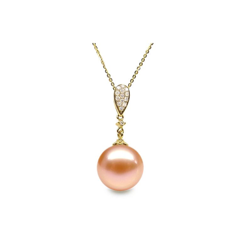 Pendentif goutte diamantée - Perle d'eau douce Chine - Or jaune - 5