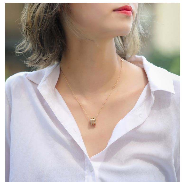 Pendentif mon Chou. Cylindre Or jaune et Diamants - 2