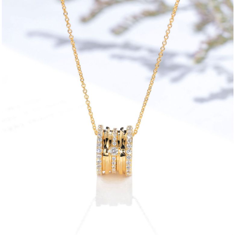 Pendentif mon Chou. Cylindre Or jaune et Diamants - 3