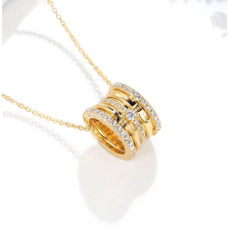 Pendentif mon Chou. Cylindre Or jaune et Diamants - 4
