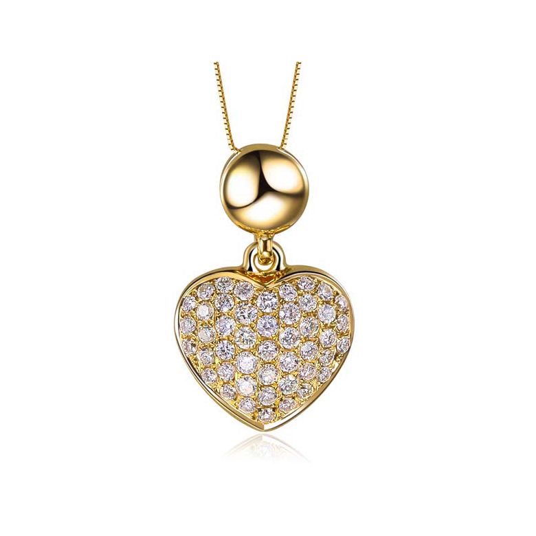 Pendentif coeur pavé de diamants - Or jaune et diamants 0.23ct - 1