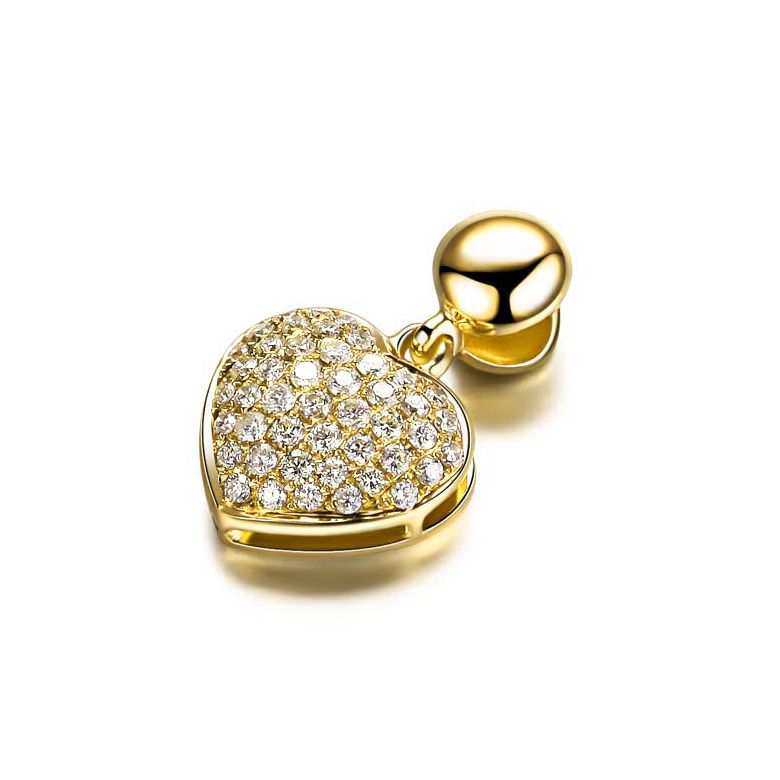 Pendentif coeur pavé de diamants - Or jaune et diamants 0.23ct - 3