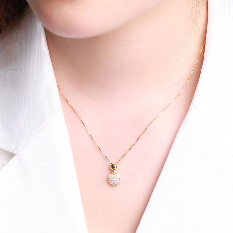 Pendentif coeur pavé de diamants - Or jaune et diamants 0.23ct - 2