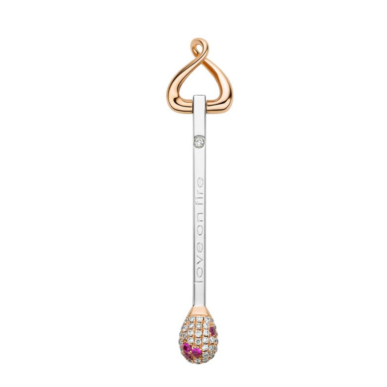 Pendentif passion 2 ors - Allumette Love on Fire - Diamants, rubis - 1