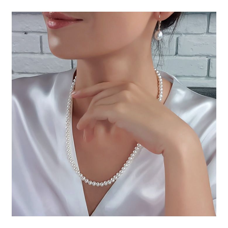 Collier perles de culture blanches Mariage 5/5.5mm, AA+ - 1