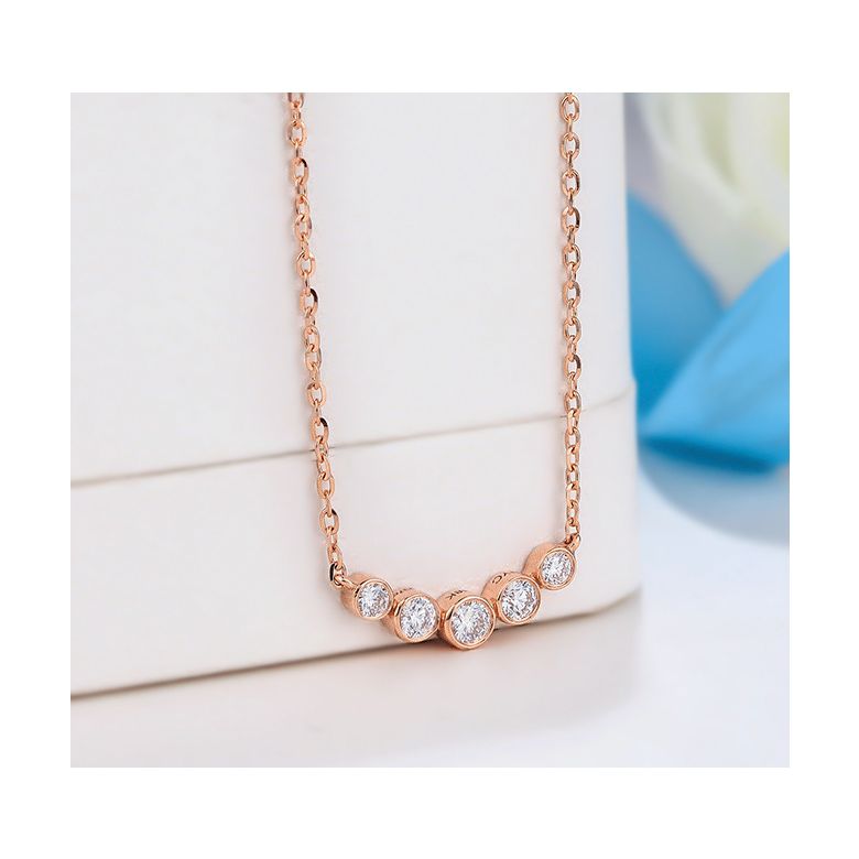 Collier pendentif Or rose. 5 diamants sertis clos 0.26ct | Gemperles - 3